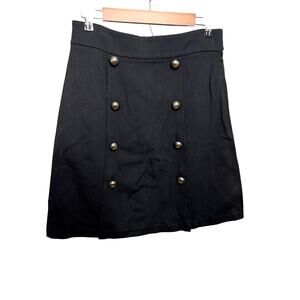 Tibi A Line Skirt Womens L Black Buttons Pockets Business Casual Office Work